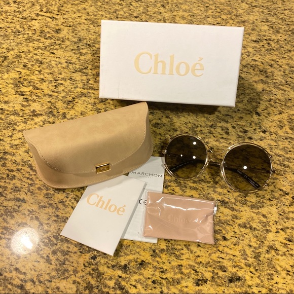 CHLOE Round oversized 59mm gold khaki sunglasses main image 5